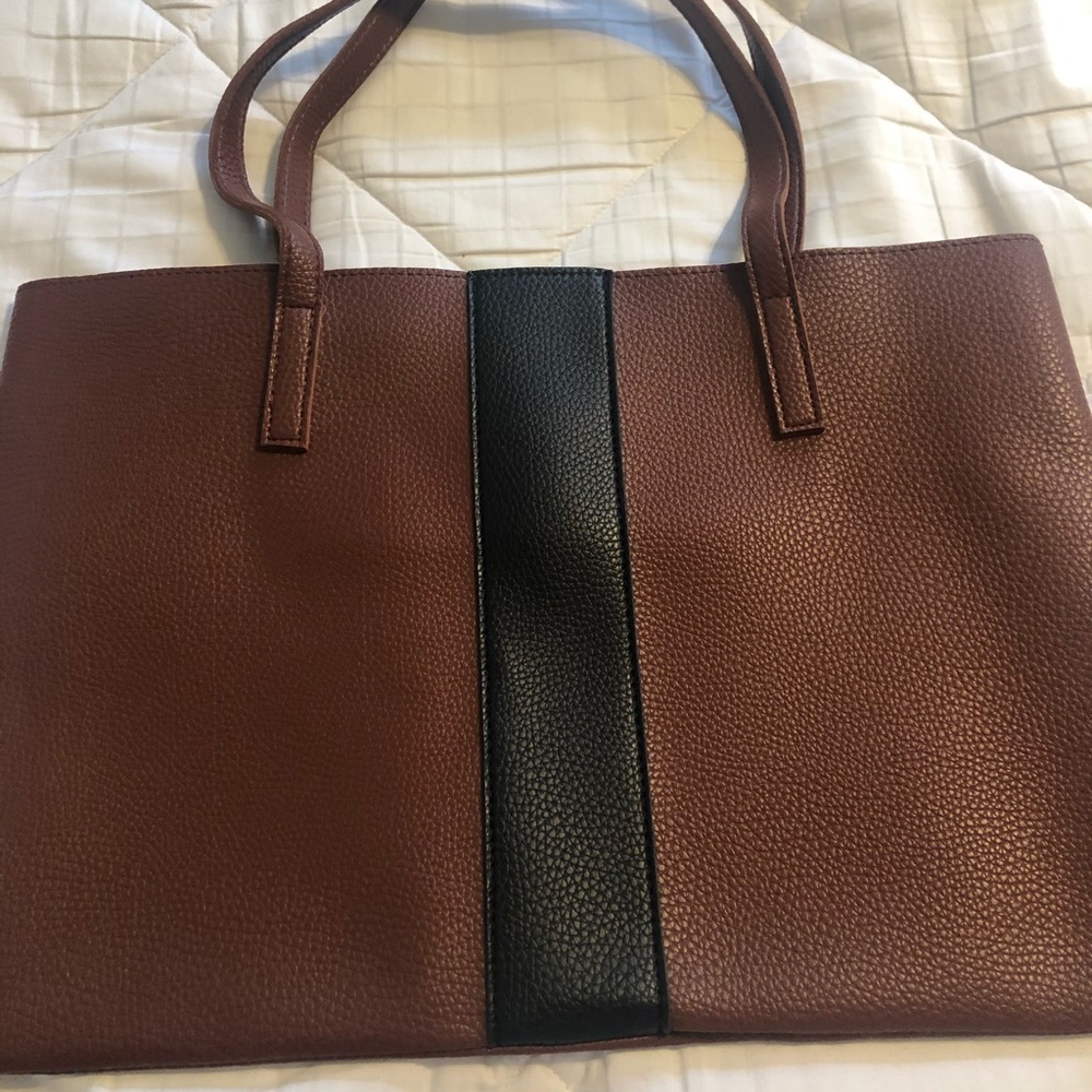 Basic no brand brown vegan leather tote